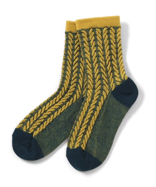 Ampersand（アンパサンド）の「フロート編み　ソックス（ソックス/靴下・キッズ・マスタード/レッド/アイボリー・15 /21/18）」の3枚目の写真