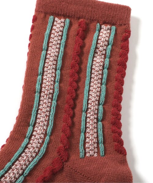 Ampersand（アンパサンド）の「フロート編み　ソックス（ソックス/靴下・キッズ・マスタード/レッド/アイボリー・15 /21/18）」の10枚目の写真