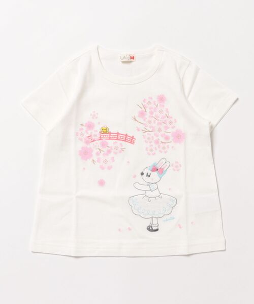 KP(ケーピー)の「日本製/桜mimi半袖Tシャツ(100~160)(Tシャツ/カットソー・キッズ・ピンク/オフホワイト・140cm/130cm/120cm/100cm/110cm)」の1枚目の写真