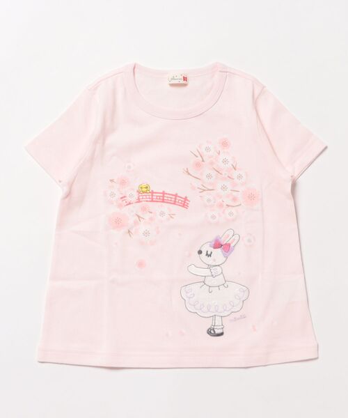 KP(ケーピー)の「日本製/桜mimi半袖Tシャツ(100~160)(Tシャツ/カットソー・キッズ・ピンク/オフホワイト・140cm/130cm/120cm/100cm/110cm)」の2枚目の写真