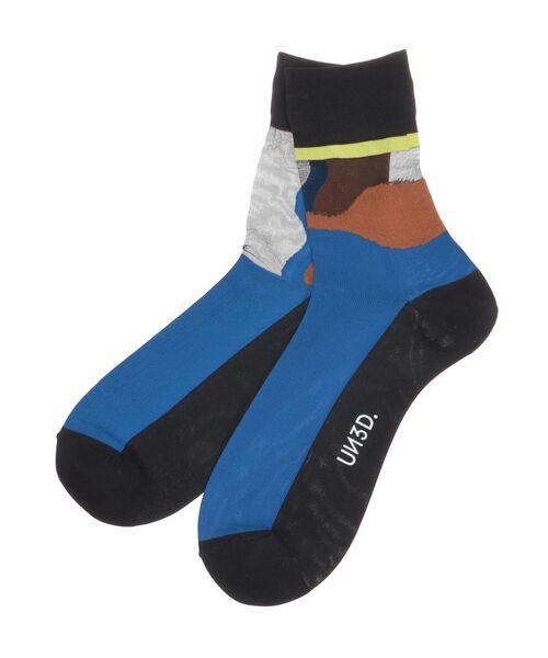 UN3D.（アンスリード）の「ASYMMETRY SHEER SOCKS / アシンメトリーシアーソックス（ソックス/靴下・レディース・ターコイズブルー/ブルー・FREE）」の3枚目の写真