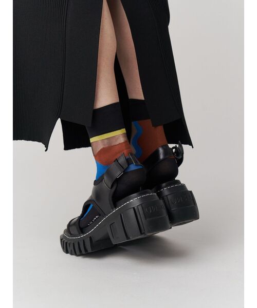 UN3D.（アンスリード）の「ASYMMETRY SHEER SOCKS / アシンメトリーシアーソックス（ソックス/靴下・レディース・ターコイズブルー/ブルー・FREE）」の5枚目の写真