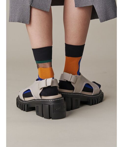 UN3D.（アンスリード）の「ASYMMETRY SHEER SOCKS / アシンメトリーシアーソックス（ソックス/靴下・レディース・ターコイズブルー/ブルー・FREE）」の12枚目の写真