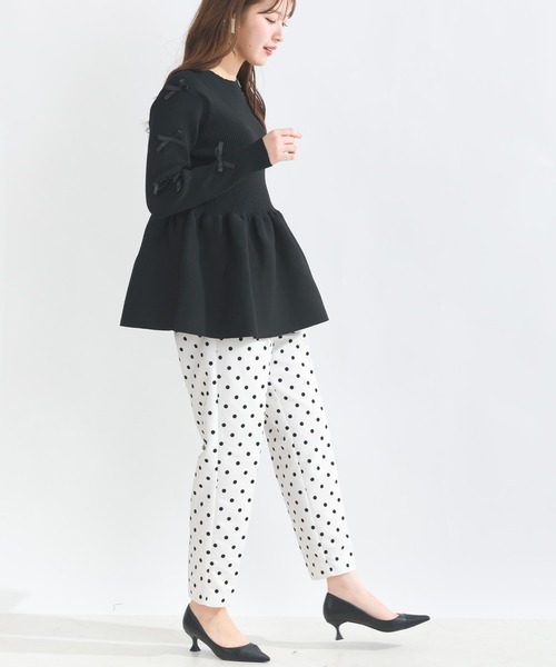 PICCIN PERLA(ピッチンペルラ)の「袖リボンペプラムニット(ニット/セーター・レディース・ブラック/オフホワイト・M)」の17枚目の写真
