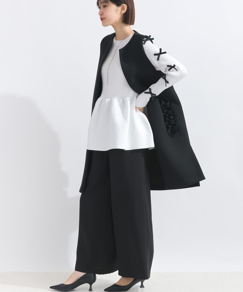 PICCIN PERLA(ピッチンペルラ)の「袖リボンペプラムニット(ニット/セーター・レディース・ブラック/オフホワイト・M)」の11枚目の写真