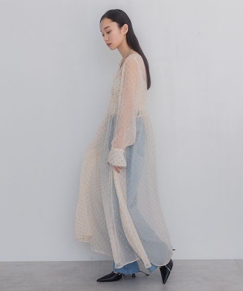 JEANASIS（ジーナシス）の「シアージャガードボリュームワンピース/308772（ワンピース・レディース・ブラック系その他/ホワイト系その他・FREE）」の4枚目の写真