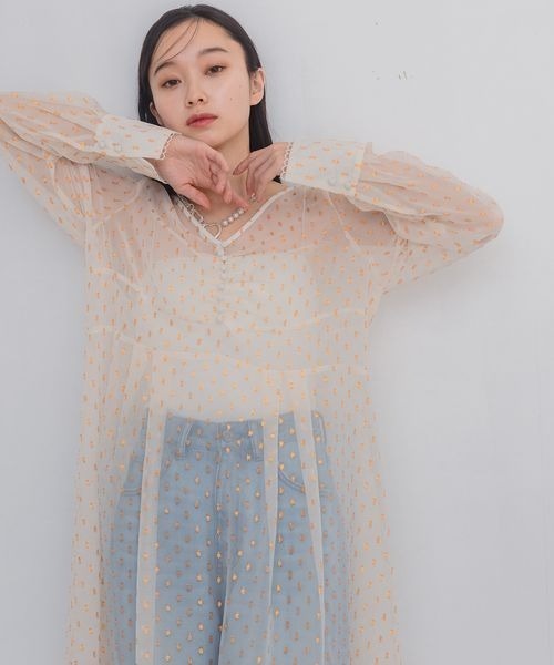 JEANASIS（ジーナシス）の「シアージャガードボリュームワンピース/308772（ワンピース・レディース・ブラック系その他/ホワイト系その他・FREE）」の5枚目の写真