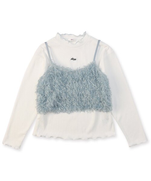 algy（アルジー）の「テープヤーンビスチェ&リブロンTセット（Tシャツ/カットソー・キッズ・ピンク/サックスブルー/オフホワイト・X-SMALL/MEDIUM/XX-SMALL/SMALL）」の2枚目の写真