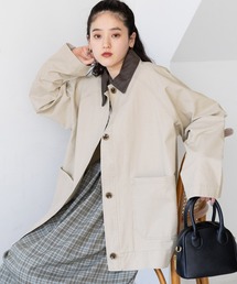 RAGEBLUE | 襟レザー/ヴィンテージライクBIGカバーオール(ブルゾン)