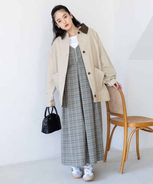 セール】襟レザー/ヴィンテージライクBIGカバーオール（ブルゾン