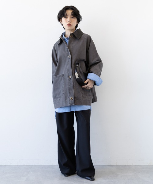 セール】襟レザー/ヴィンテージライクBIGカバーオール（ブルゾン