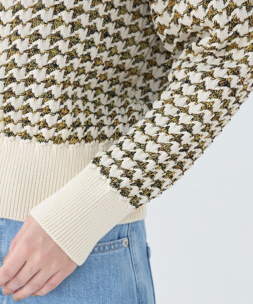セール】ハウンドトゥース キーネックプルオーバー（ニット/セーター