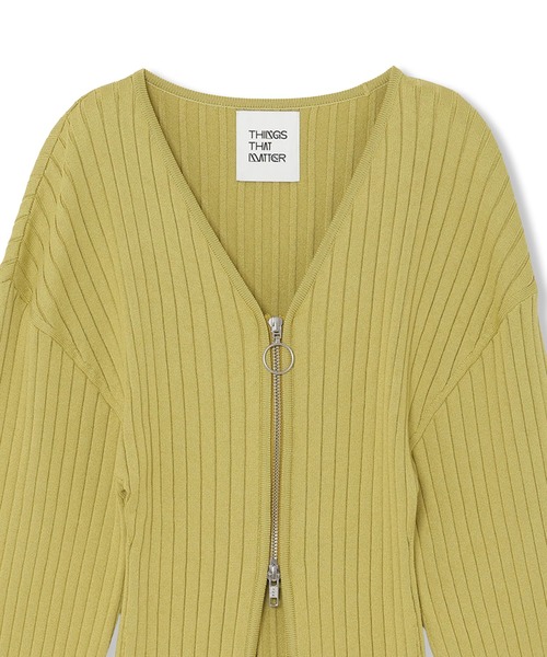 THINGS THAT MATTER（シングス ザット マター）の「FRONT ZIP KNIT  CARDIGAN  / フロントジップニットカーディガン（カーディガン/ボレロ・レディース・ブラック/イエロー/ラベンダー・FREE）」の8枚目の写真