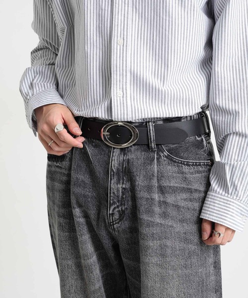 RAGEBLUE(レイジブルー)の「オーバルバックル/フェイクレザーベルト(ベルト・メンズ・ブラック・FREE)」の1枚目の写真