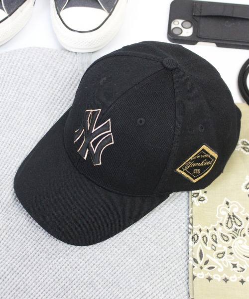 MLB Korea（エムエルビーコリア）の「【MLB】日本未発売モデル MLB Korea エムエルビーコリア ダイヤモンド刺繍ロゴパッチボールキャップ メジャーリーグ べースボール 850185111（キャップ・レディース・ブラック×ホワイト/ベージュ/ホワイト×ピンク/ブルー/グレー/ブラック×ピンク/ブラック系その他/ブラック×ゴールド・FREE）」の4枚目の写真