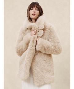 美品 バナナリパブリック ベルテッド フェイクファー ロングコート ブラウン 美品 バナナリパブリック ベルテッド フェイクファー ロングコート