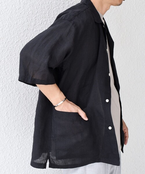 セール】SHIPS any: ピュアリネン キャンプポケット ハーフスリーブ