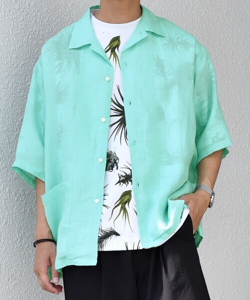 セール】SHIPS any: ピュアリネン キャンプポケット ハーフスリーブ