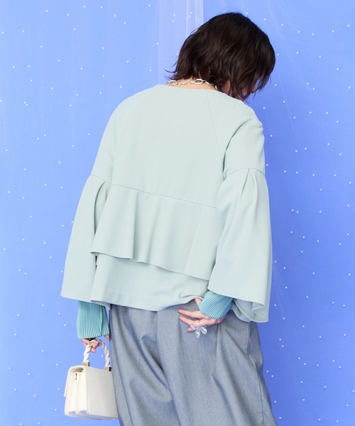 JETSET SOLO PLUS （ジェットセットソロプラス）の「【JETSET SOLO PLUS】カットジョーゼットフレアジャケット（その他アウター・レディース・ライトグレー/ネイビー/オリーブ・FREE）」の19枚目の写真
