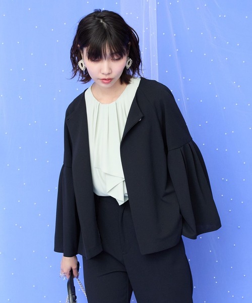 JETSET SOLO PLUS （ジェットセットソロプラス）の「【JETSET SOLO PLUS】カットジョーゼットフレアジャケット（その他アウター・レディース・ライトグレー/ネイビー/オリーブ・FREE）」の20枚目の写真