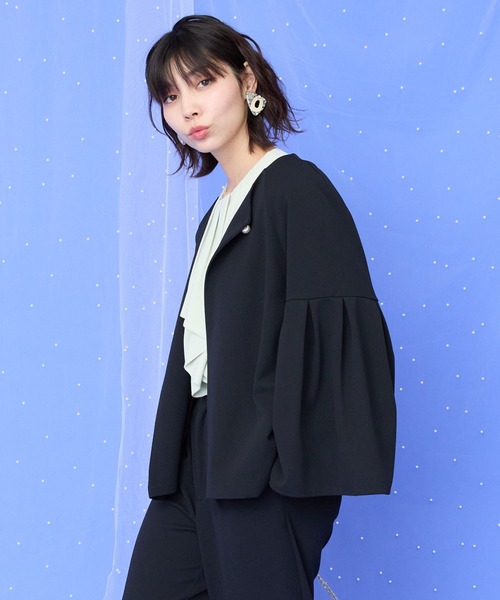 JETSET SOLO PLUS （ジェットセットソロプラス）の「【JETSET SOLO PLUS】カットジョーゼットフレアジャケット（その他アウター・レディース・ライトグレー/ネイビー/オリーブ・FREE）」の21枚目の写真