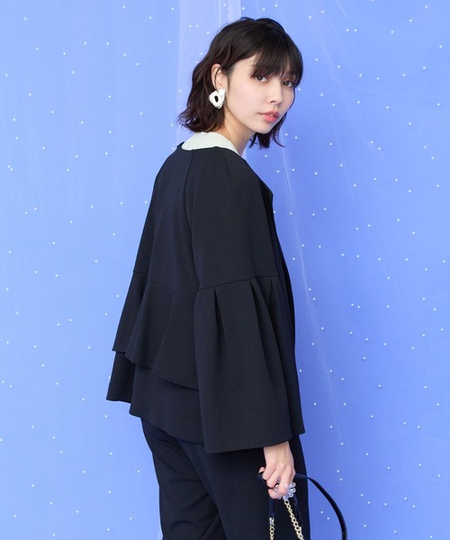 JETSET SOLO PLUS （ジェットセットソロプラス）の「【JETSET SOLO PLUS】カットジョーゼットフレアジャケット（その他アウター・レディース・ライトグレー/ネイビー/オリーブ・FREE）」の22枚目の写真