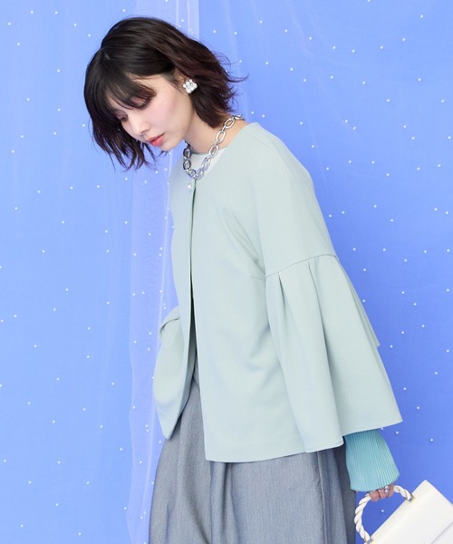 JETSET SOLO PLUS （ジェットセットソロプラス）の「【JETSET SOLO PLUS】カットジョーゼットフレアジャケット（その他アウター・レディース・ライトグレー/ネイビー/オリーブ・FREE）」の18枚目の写真
