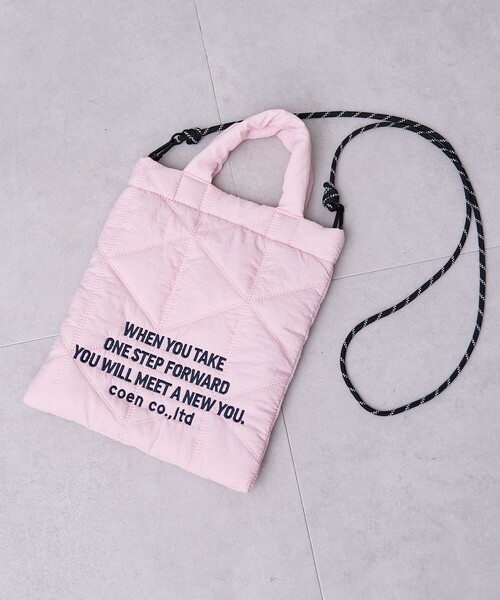 coen（コーエン）の「【新色追加】ロゴ刺繍 幾何柄 キルト2wayショルダーバッグ（ショルダーバッグ・レディース・オレンジ/コバルトブルー/ネイビー/ブラック/シルバー/オフホワイト/レッド/その他2/ロイヤルブルー/その他3/その他1/その他4/クリーム/ライトピンク/ダークブラウン/その他5/ゴールド・FREE）」の9枚目の写真