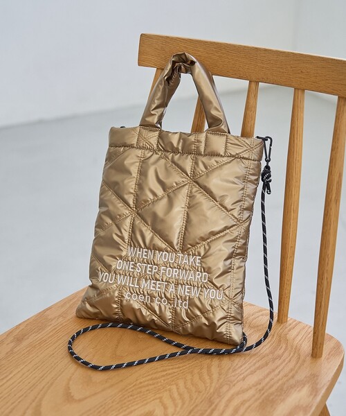 coen（コーエン）の「【新色追加】ロゴ刺繍 幾何柄 キルト2wayショルダーバッグ（ショルダーバッグ・レディース・オレンジ/コバルトブルー/ネイビー/ブラック/シルバー/オフホワイト/レッド/その他2/ロイヤルブルー/その他3/その他1/その他4/クリーム/ライトピンク/ダークブラウン/その他5/ゴールド・FREE）」の13枚目の写真