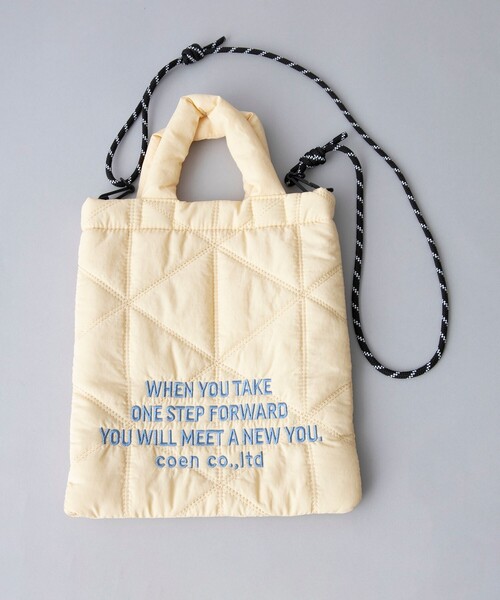 coen（コーエン）の「【新色追加】ロゴ刺繍 幾何柄 キルト2wayショルダーバッグ（ショルダーバッグ・レディース・オレンジ/コバルトブルー/ネイビー/ブラック/シルバー/オフホワイト/レッド/その他2/ロイヤルブルー/その他3/その他1/その他4/クリーム/ライトピンク/ダークブラウン/その他5/ゴールド・FREE）」の5枚目の写真