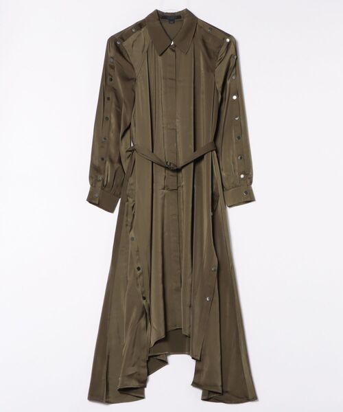 ALLSAINTS（オールセインツ）の「LEXI SATIN MIDI DRESS | LEXI サテン ミディ ドレス・ワンピース（シャツワンピース・レディース・グリーン系その他・4/6/8）」の10枚目の写真