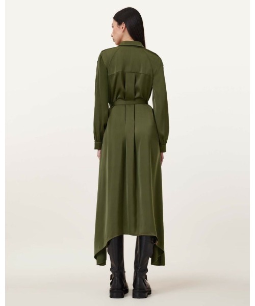 ALLSAINTS（オールセインツ）の「LEXI SATIN MIDI DRESS | LEXI サテン ミディ ドレス・ワンピース（シャツワンピース・レディース・グリーン系その他・4/6/8）」の9枚目の写真
