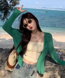 カーディガン/ボレロ（グリーン・カーキ/緑色系）ファッション