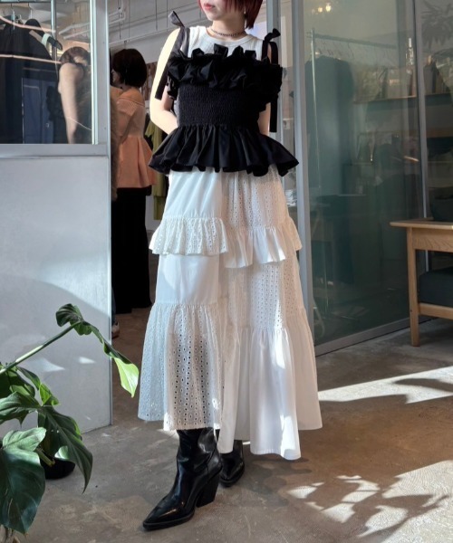 セール】cotton frill ribbon camisole（キャミソール）｜HONEY