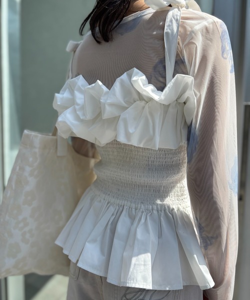 セール】cotton frill ribbon camisole（キャミソール）｜HONEY