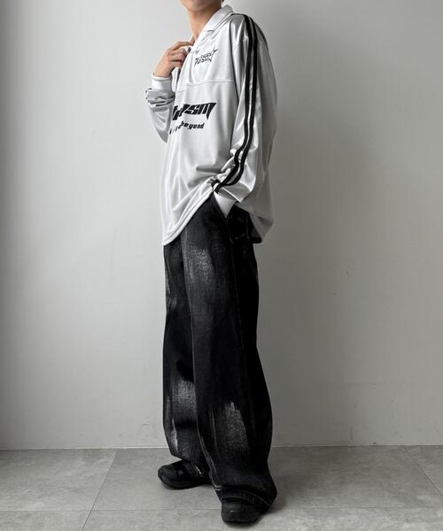 WEGO（ウィゴー）の「WEGO/グロッシーサッカーロンT（Tシャツ/カットソー・メンズ・ブラック/ネイビー/グレー・LARGE/MEDIUM/SMALL）」の5枚目の写真