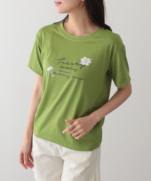 Lace Ladies(レースレディース)の「ロゴ フラワー プリント 半袖 Tシャツ(Tシャツ/カットソー・レディース・ブラック/グリーン/ピンク/ホワイト/パープル・XL/M/S)」の15枚目の写真