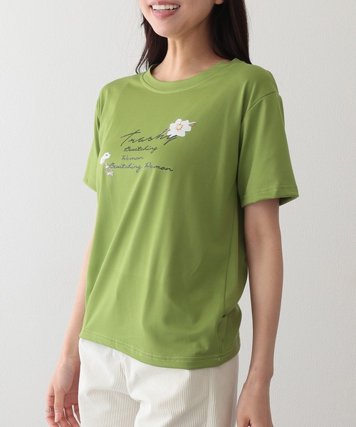 Lace Ladies(レースレディース)の「ロゴ フラワー プリント 半袖 Tシャツ(Tシャツ/カットソー・レディース・ブラック/グリーン/ピンク/ホワイト/パープル・XL/M/S)」の16枚目の写真