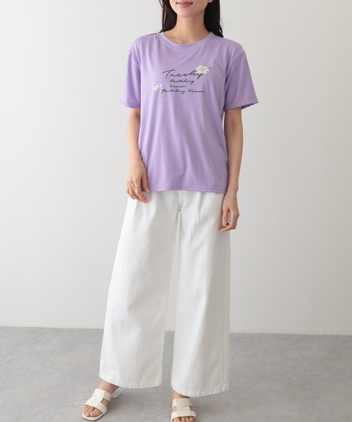 Lace Ladies(レースレディース)の「ロゴ フラワー プリント 半袖 Tシャツ(Tシャツ/カットソー・レディース・ブラック/グリーン/ピンク/ホワイト/パープル・XL/M/S)」の9枚目の写真