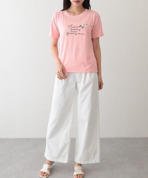 Lace Ladies(レースレディース)の「ロゴ フラワー プリント 半袖 Tシャツ(Tシャツ/カットソー・レディース・ブラック/グリーン/ピンク/ホワイト/パープル・XL/M/S)」の10枚目の写真