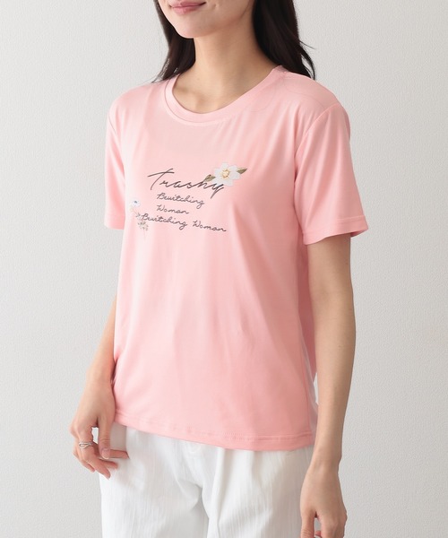 Lace Ladies(レースレディース)の「ロゴ フラワー プリント 半袖 Tシャツ(Tシャツ/カットソー・レディース・ブラック/グリーン/ピンク/ホワイト/パープル・XL/M/S)」の11枚目の写真