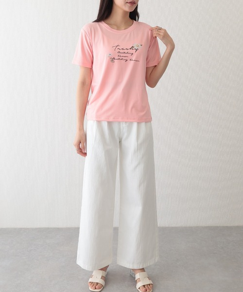 Lace Ladies(レースレディース)の「ロゴ フラワー プリント 半袖 Tシャツ(Tシャツ/カットソー・レディース・ブラック/グリーン/ピンク/ホワイト/パープル・XL/M/S)」の14枚目の写真