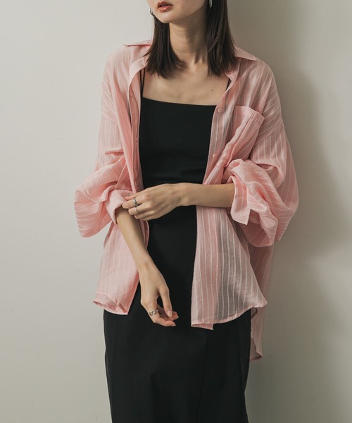 セール】タックポケットシアーストライプシャツ（シャツ/ブラウス