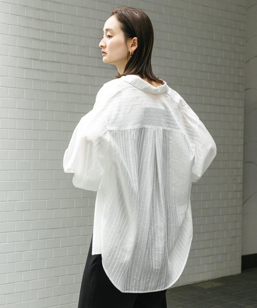 セール】タックポケットシアーストライプシャツ（シャツ/ブラウス