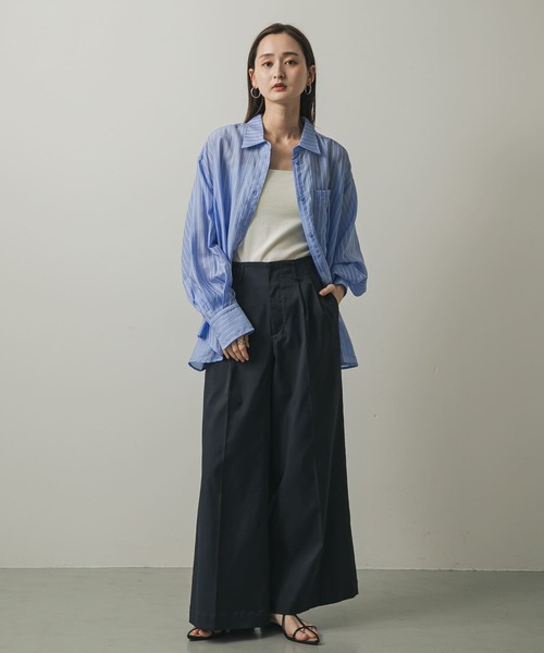 セール】タックポケットシアーストライプシャツ（シャツ/ブラウス