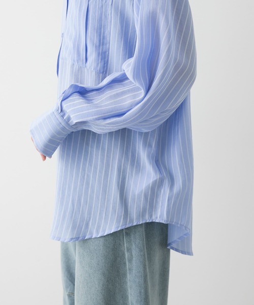 PACS ストライプシャツ セール】タックポケットシアーストライプシャツ（シャツ/ブラウス