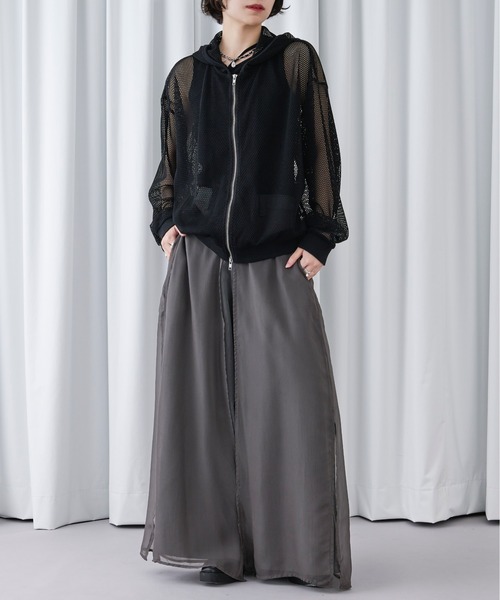 【狐独】メッシュデザインジップフーディ Ellno Loset Ellno Loset パーカー 「狐独」メッシュデザインジップフーディ