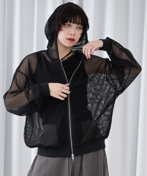 Ellno Loset(エルノロゼット)の「メッシュダブルジップフーディ(パーカー・メンズ・ブラック/グレー・LARGE/SMALL/MEDIUM)」の11枚目の写真