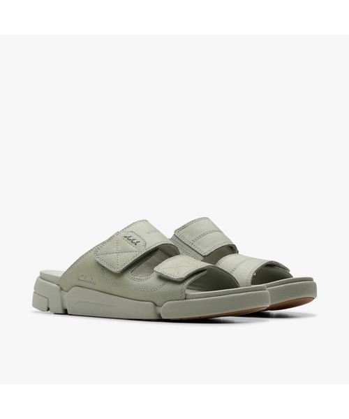 CLARKS スライド 軽量 サンダル レザー ソフト ソール セール】Trigenic2 Sun / トライジェニック2サン(グリーン