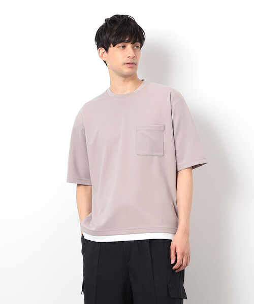 COMME CA ISM(コムサイズム)の「半袖 フェイクレイヤード クルーネックTシャツ(Tシャツ/カットソー・メンズ・ベージュ/ホワイト/サックスブルー/ブラック・X-LARGE/LARGE/MEDIUM)」の4枚目の写真